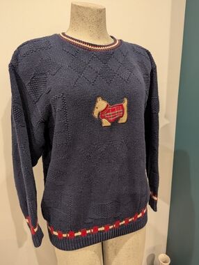 Vintage Northern Reflections Scotty Dog  Crew Neck Pullover Sweater Size Medium